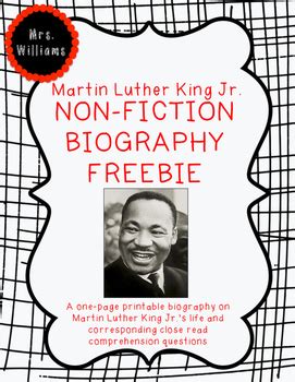 Martin Luther King Jr. Biography FREEBIE by M and L Teacher Supply Co