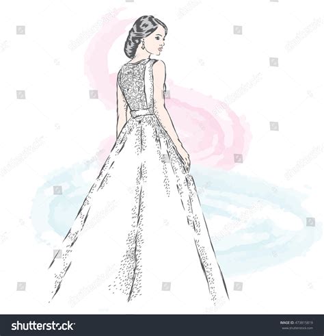 Beautiful Bride Girl Wedding Dress Vector Stock Vector (Royalty Free ...