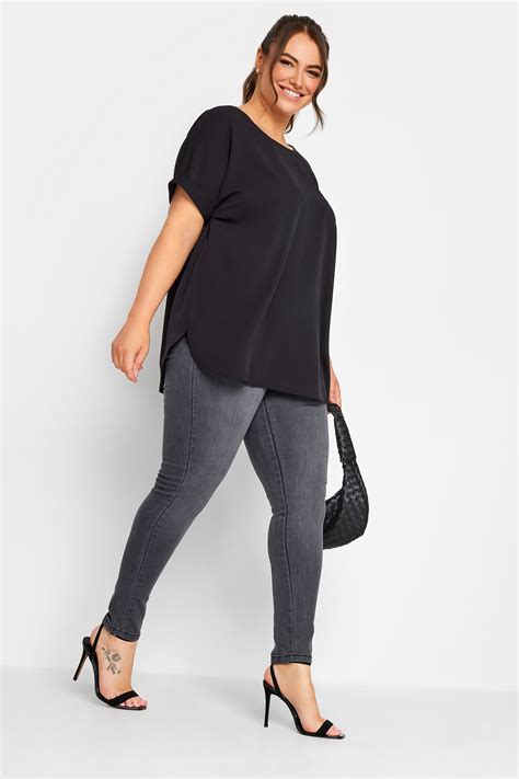 YOURS Plus Size Black Short Sleeve Boxy Top Yours Clothing