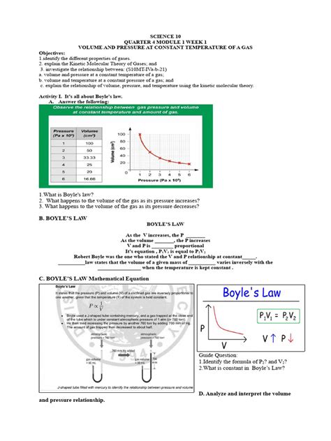 Worksheet Boyles Law Pdf Gases Temperature