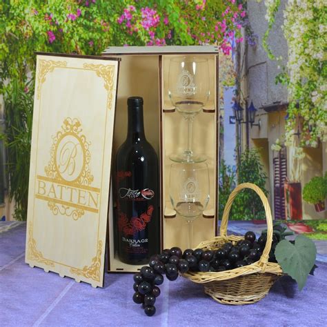 Caja De Vino Personalizada Con 2 Copas De Vino Personalizadas Etsy