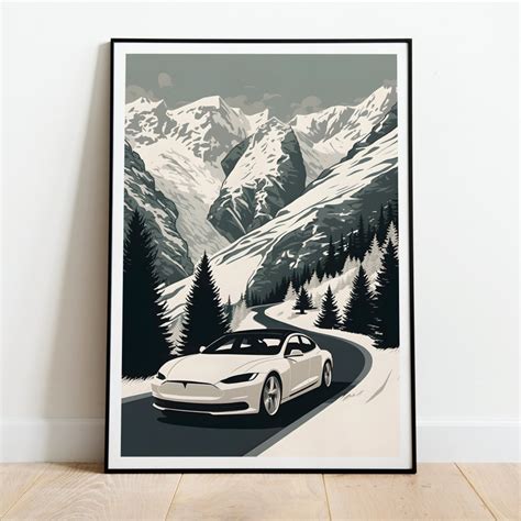 Tesla Model S Poster Tesla Print Travel Poster Art Car - Etsy