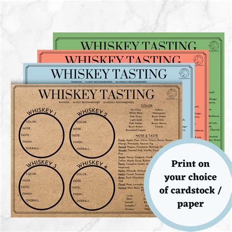 Whiskey Tasting Guide Scorecard Whiskey Tasting Scoresheet Whiskey