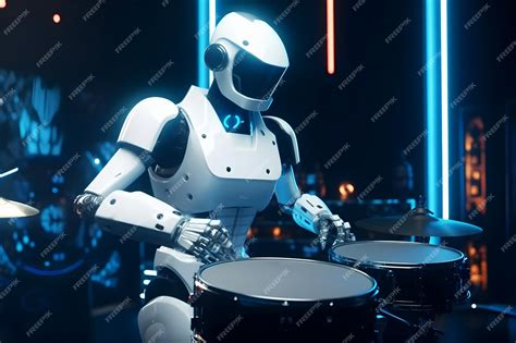 Premium Ai Image Robot Playing Drums In Nightclub Disco Leisure And