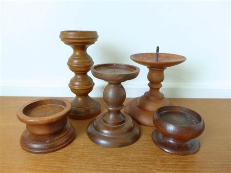 Five Large Turned Wood Candle Holders - Sweetpotatojack on Etsy