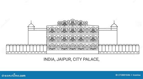 India Jaipur City Palace Travel Landmark Vector Illustration Stock