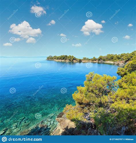 Morning Aegean Coast Sithonia Greece Stock Image Image Of