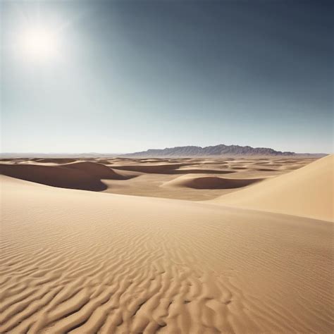 Premium Photo Vast Desert With Sand Dunes And A Lone Oasis In The