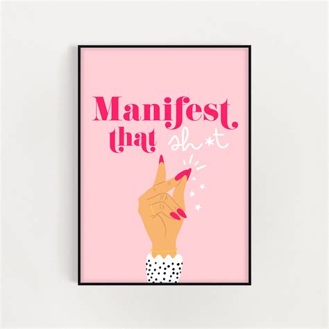 Manifest Hand Print Bedroom Print Self Love Pink Etsy