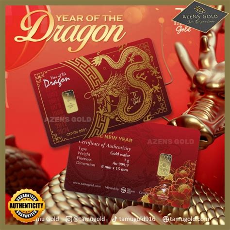 🐉 Tamu Gold Year Of The Dragon 1g Au9999 Gold Bar Chinese New Year