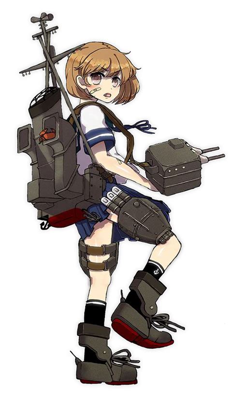 Safebooru 1girl Blue Ribbon Blue Skirt Brown Eyes Crab Drew Drew213g Fang Full Body Kantai