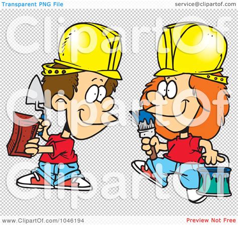 Royalty-Free (RF) Clip Art Illustration of Cartoon Construction Kids by toonaday #1046194