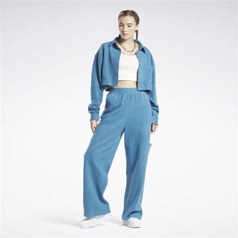 Reebok Classics Reverse Fleece Wide Leg Pants In Steely Blue S23 R Reebok Official Uk