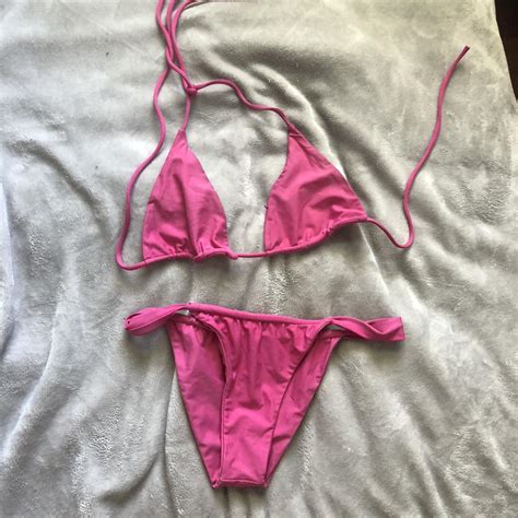 Bamba Swim Hot Pink Bikini Set Sizing And Brand Has Depop