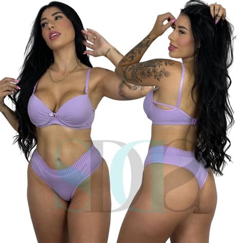 Conjunto de Lingerie Sutiã Bojo e Calcinha Lingerie em Microfibra CELINE Shopee Brasil