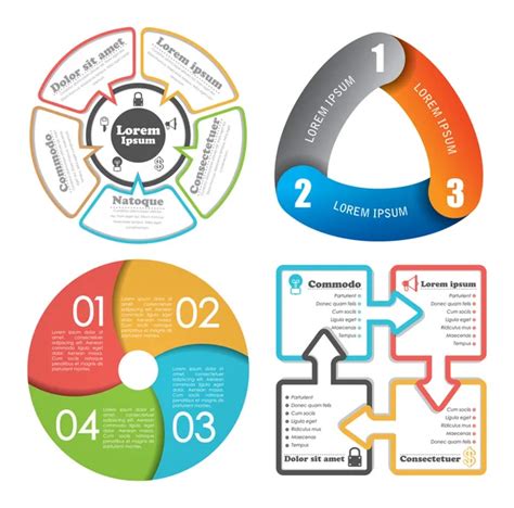 Infographics Design Template Abstract Numbered Color Paper Waves