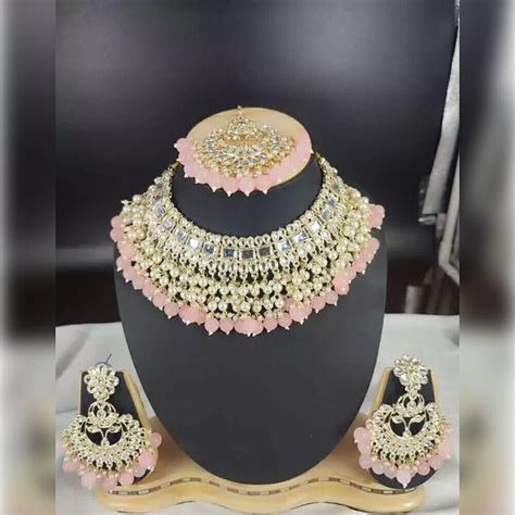 Indian Bollywood Ethnic Bridal Gold Plated Polki Kundan Pearl Choker