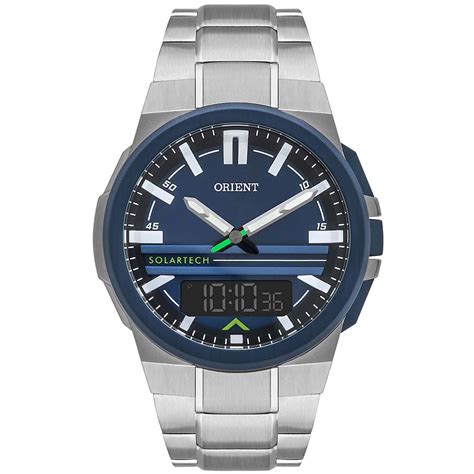 RELOGIO ORIENT SOLARTECH MASCULINO ANADIGI MTSSA007 PRATA ORIENT RELÓGIOS