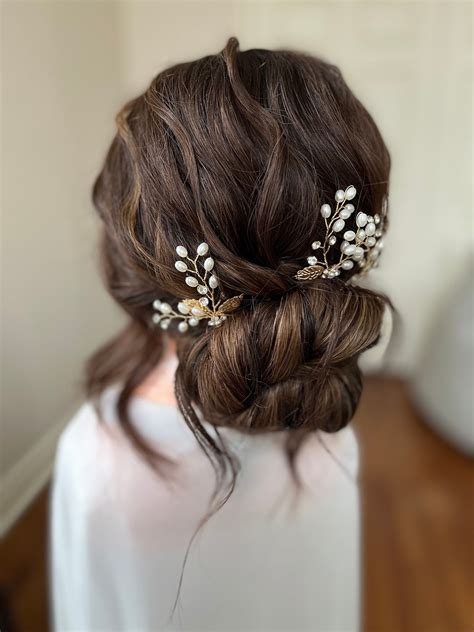 Gold Bridal Hair Comb Gold Leaf Bridal Hair Pins Gold Small Wedding