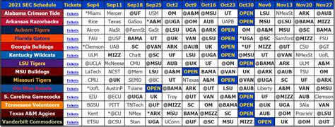 2021 SEC Football Schedule - SEC12.com - SEC Football