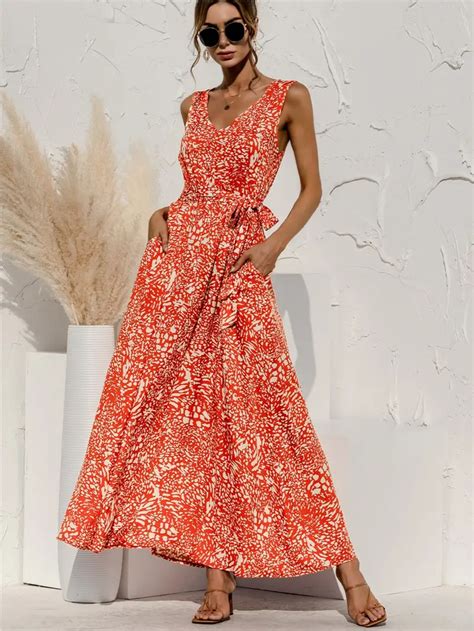 Womens Dresses V Neck Floral Print Maxi Dresses Temu