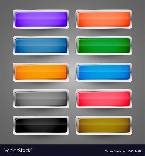 Blank Metallic Glossy Web Buttons Set Royalty Free Vector