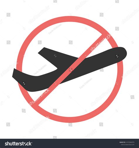 No Flying On White Backgroundprohibit Sign Stock Vector Royalty Free