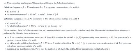 Solved Let R Be A Principal Ideal Domain This Question Will