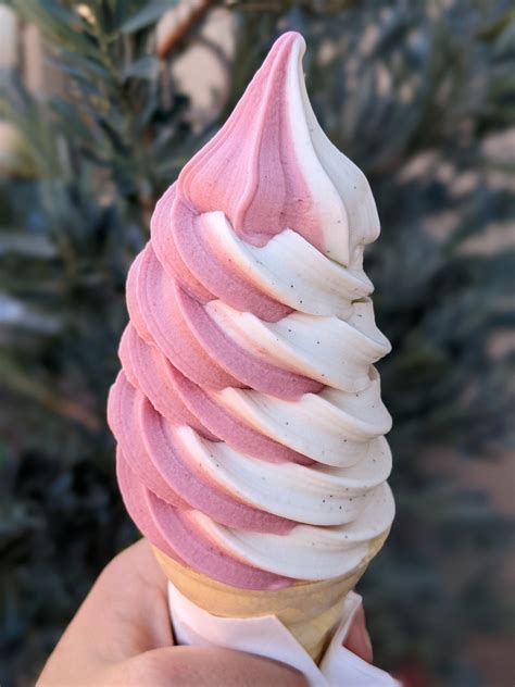 Strawberry Soft Serve Ice Cream Cone