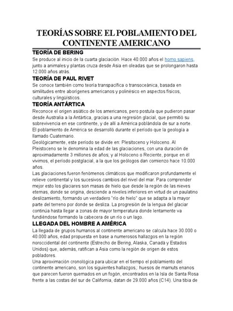 Pdf Teor As Sobre El Poblamiento Del Continente Americano Dokumen Tips