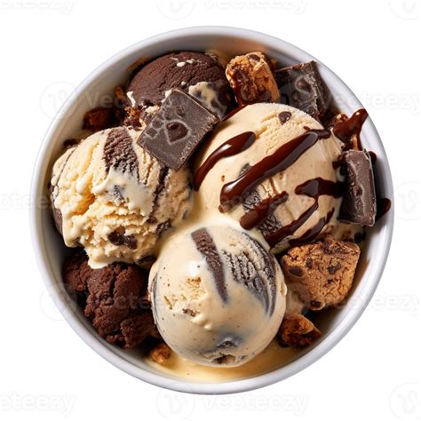 Tasty Cookies Ice Cream Bowl Isolated On Transparent Background