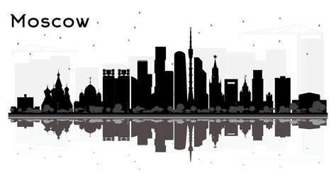 Moscow Russia City Skyline Silhouette With Black Buildings Isolated On