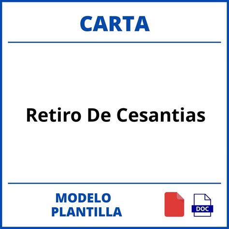 Modelo De Carta De Retiro De Cesantías