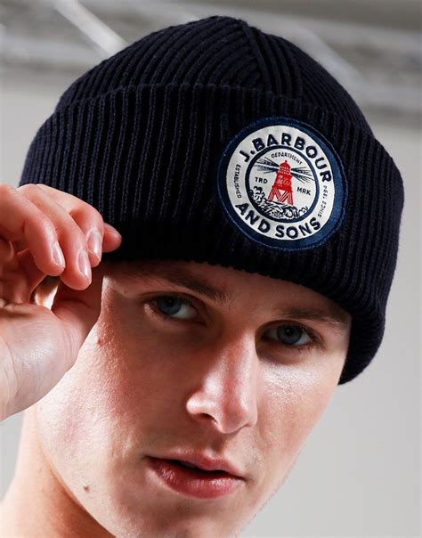 Barbour International Dunford Beanie Navy Terraces Menswear