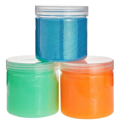 Three Different Colors Of Paint In Plastic Containers