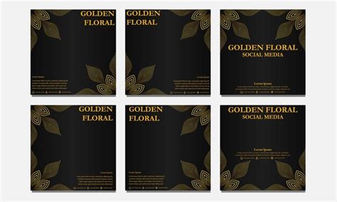 Set Von Luxuri Sen Goldenen Blumen Social Media Vorlagen Geeignet F R