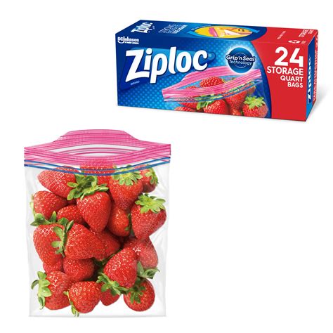 Ziploc® Brand Storage Bags With Grip N Seal Technology Quart 24 Count