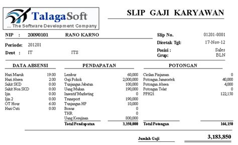 Rangkuman Contoh Dan Format Slip Gaji Karyawan Blog Mba Lumina