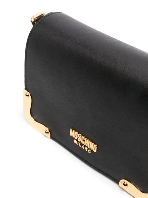 Moschino Metal Corners Leather Crossbody Bag Black FARFETCH