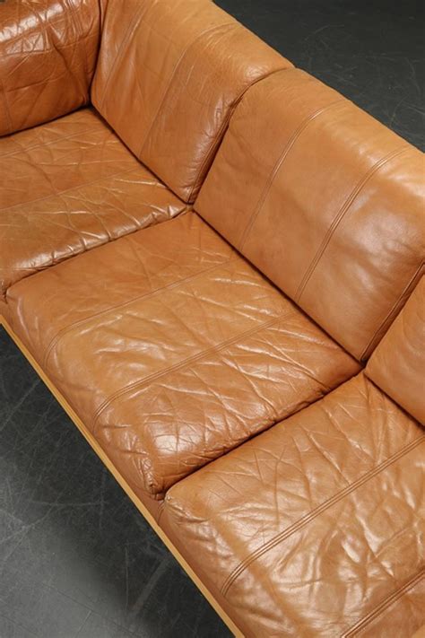 Danish Modern Caramel Leather Sofa at 1stdibs