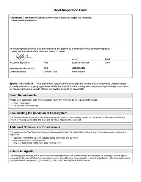 Free Roof Inspection Template