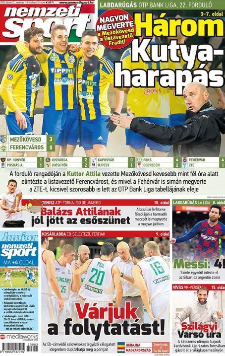Nemzeti Sport, Nemzeti Sport Magazine 23 February 2020 Cover Photo