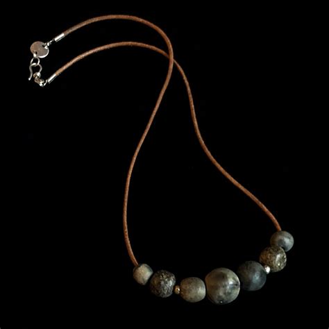 Ceramic And Fossil Bone Bead Necklace By Zoe Catherine Kendall Z74 Pyramid Gallery