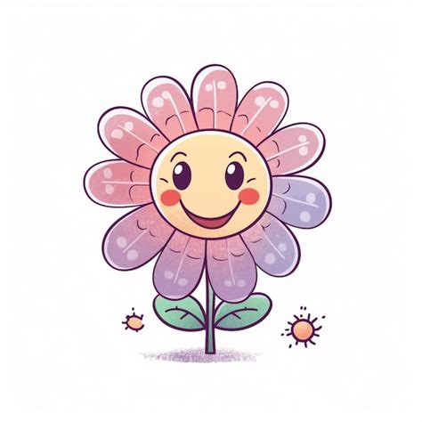 Flor De Dibujos Animados Con Una Cara Feliz Y Una Ai Generativa De