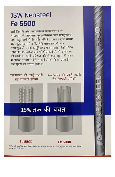 Mm Mm Jsw Neosteel D Tmt Bar Grade Fe D At Best Price In