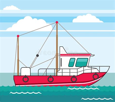 Barco Rastreador De La Pesca Ilustraciones Stock Vectores Y Clipart