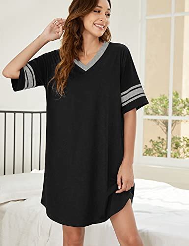 Ekouaer Women S Nightgown Cotton Novelty Sleepshirts V Neck Short