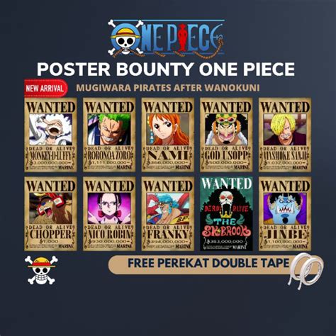 Jual Poster Bounty One Piece Terbaru Set Kru Komplit Mugiwara Ukuran