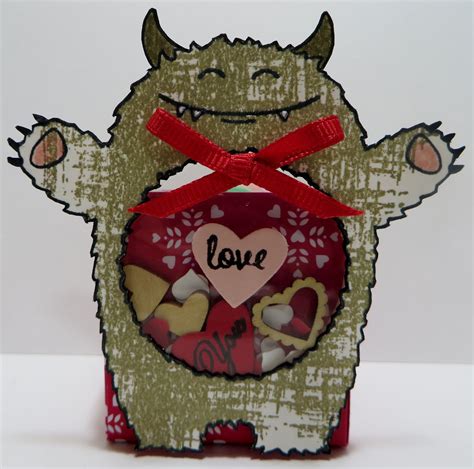 Stampin Up Valentines Monster Shaker Treat Holder Box Created By Lynn