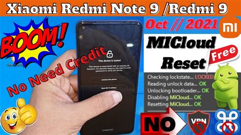 Mi Account Remove Redmi Note9 Redmi 9 And All Xiaomi Mtk Reset